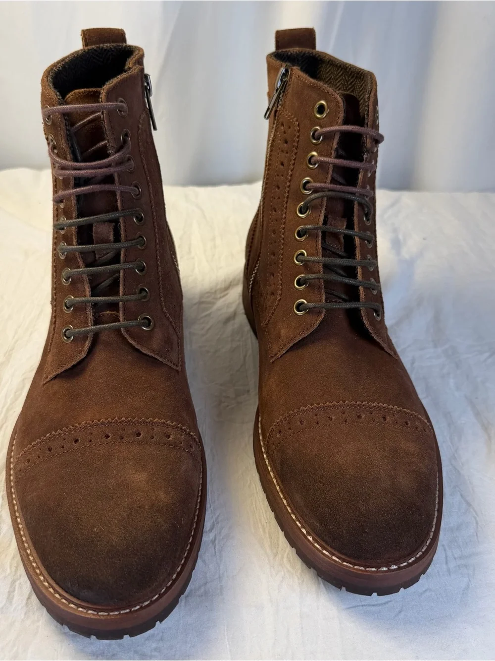 Aston Grey Kongal Men's sz9.5 Brown Suede Leather Cap-Toe Lace-Up AnkleBoots NEW
